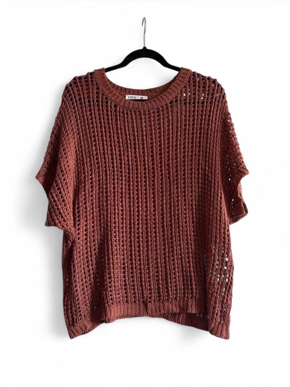 UEU Open Knit Crochet Sweater Top, Size M